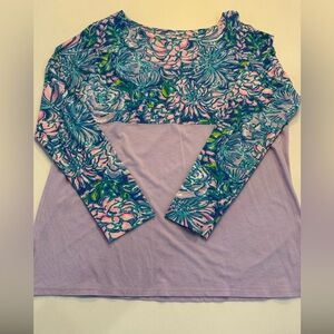 Lilly Pulitzer Floral Long Sleeve Top - Pink and Blue